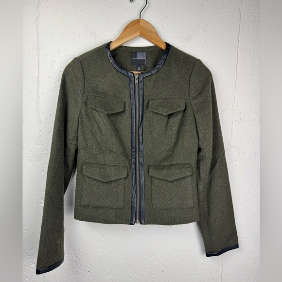 The Limited Women’s Wool Blend Military Utilitarian Army Green Blazer Jacket XS - Picture 4 of 15